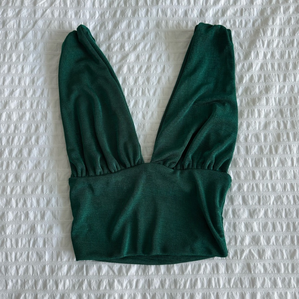 Winter Green Deep V Crop Top
